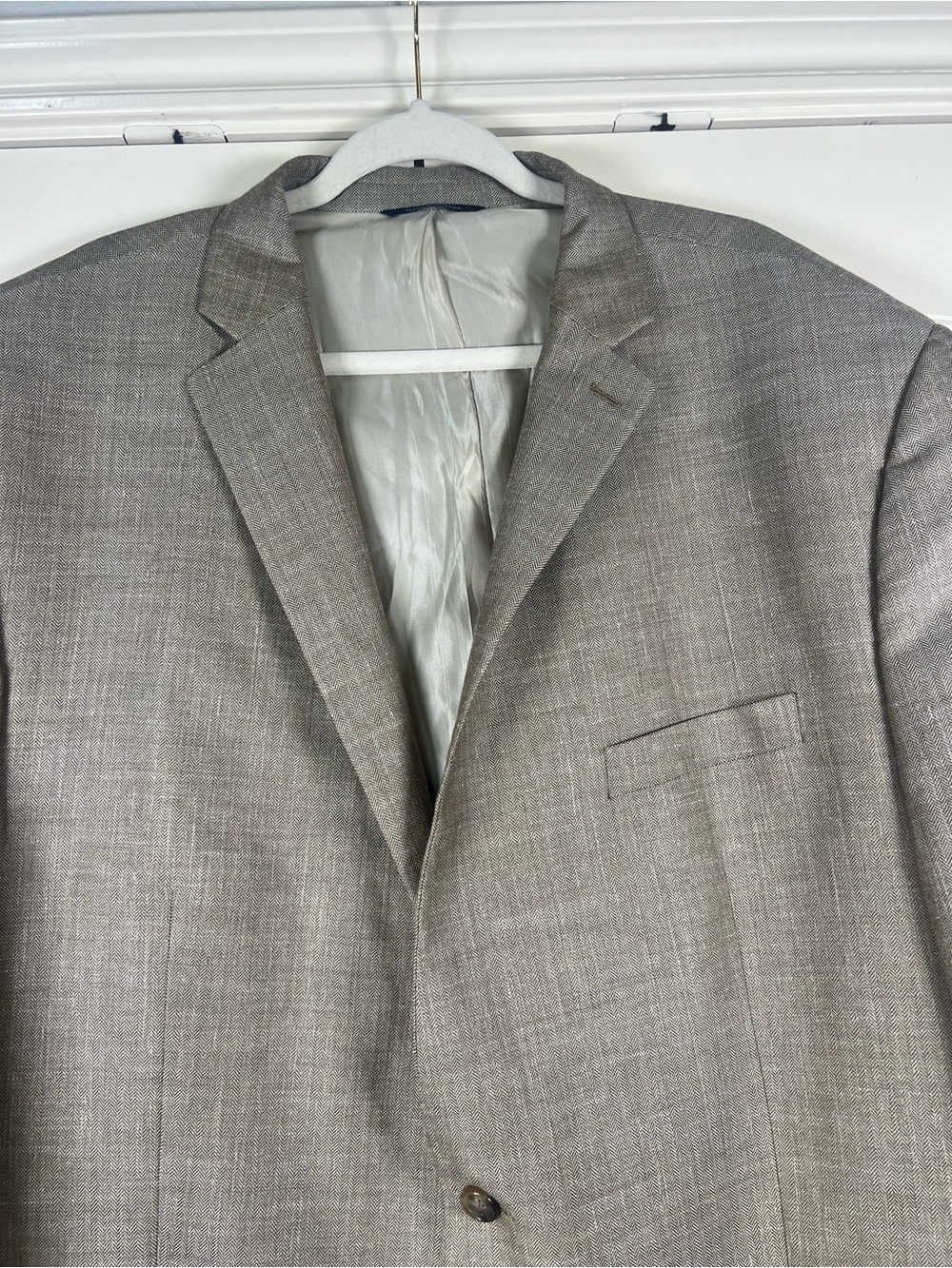 Ralph Lauren Dillard's Wool Silk Linen Blazer Sport Coat Tan Gray Mens 54R EUC - Picture 3 of 16